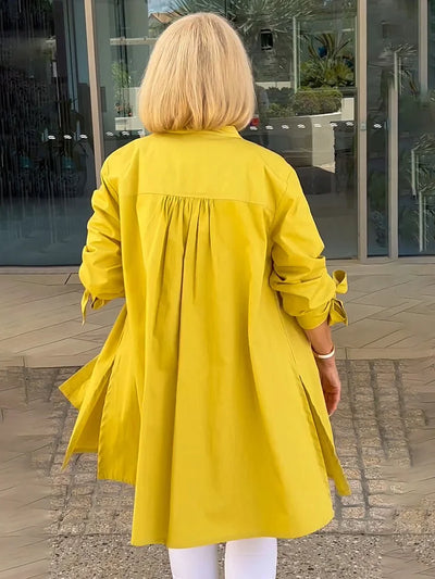 Elliora - Gathered Back Cotton Shirt Jacket