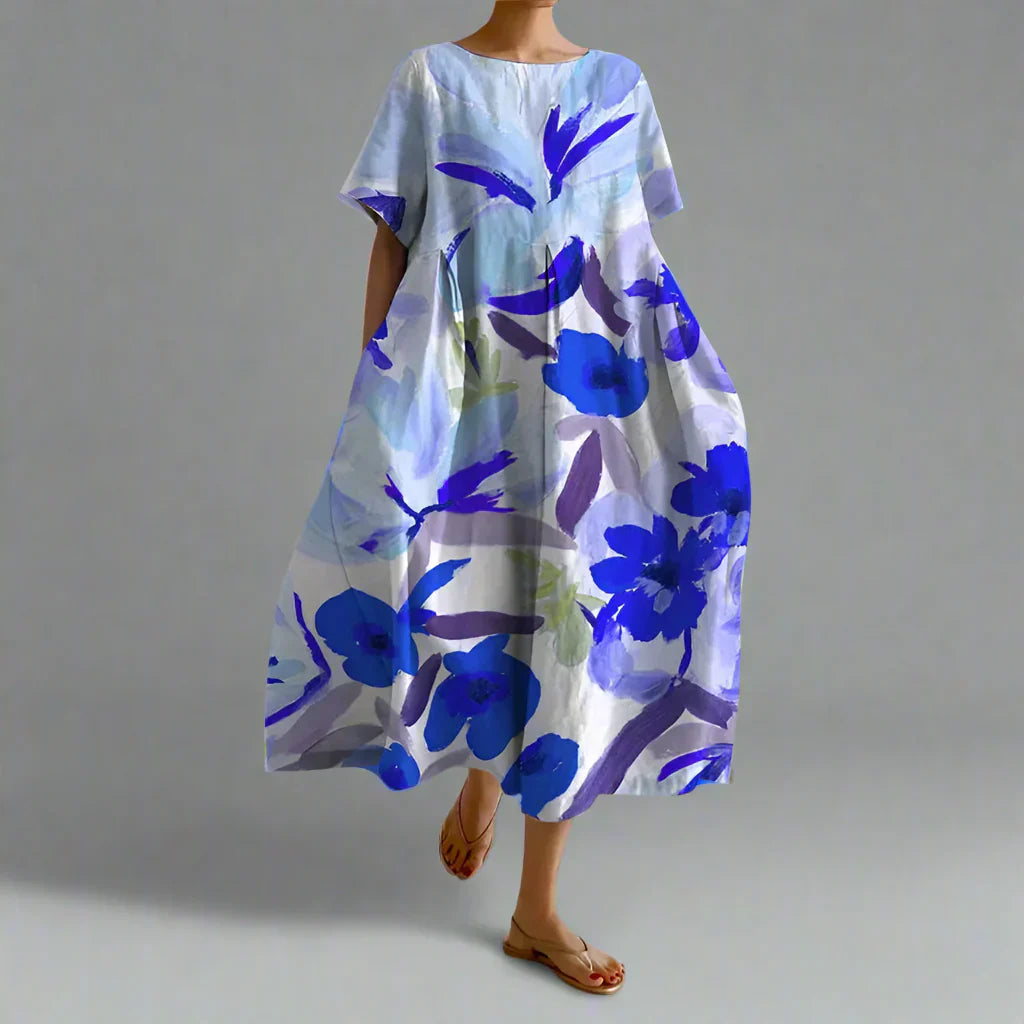 Xyrhilda | Summer Dress with Floral Pattern and Flowing Cut