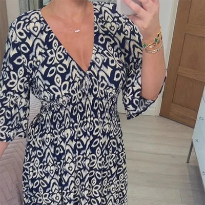 Hazel | Geometric Flare Midi Dress