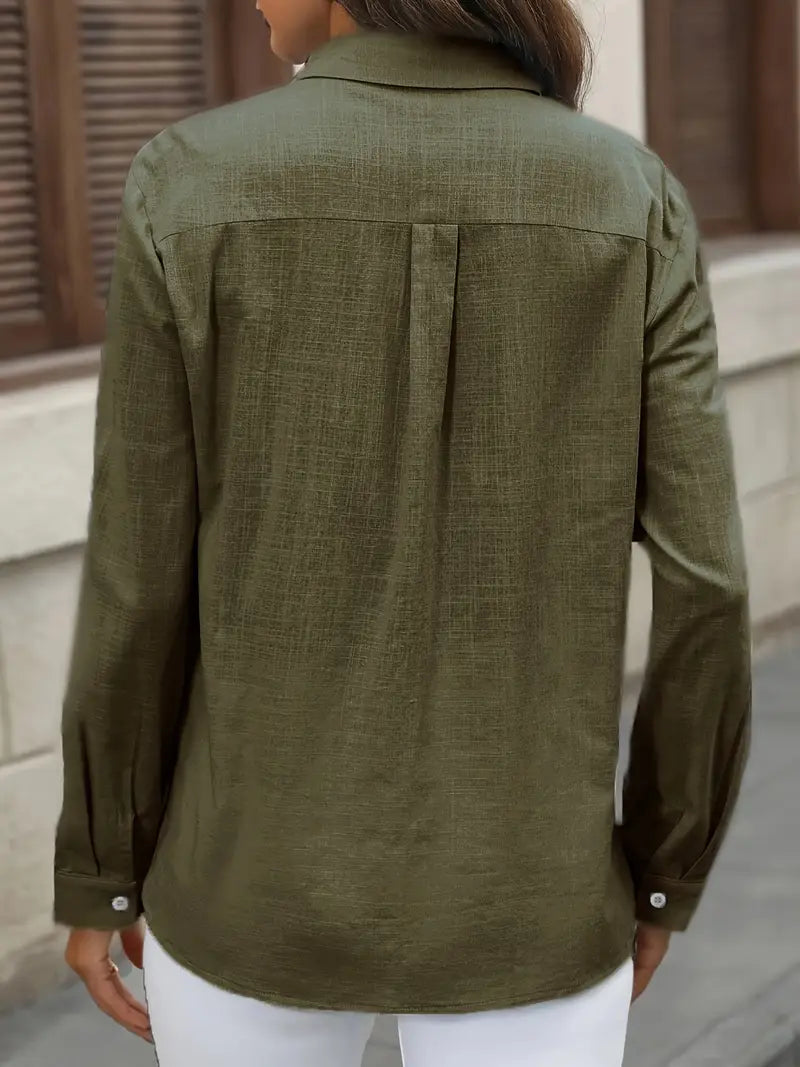 Athena - Cotton Shirt With Front Pockets