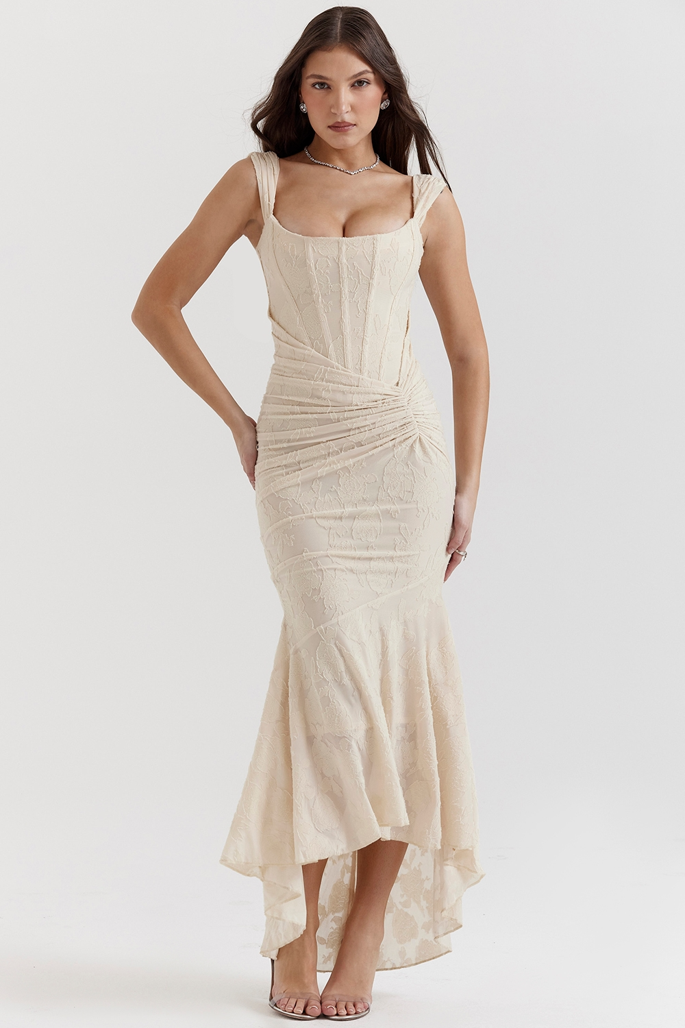 Dove - Elegant Slim Cut Lace Maxi Dress