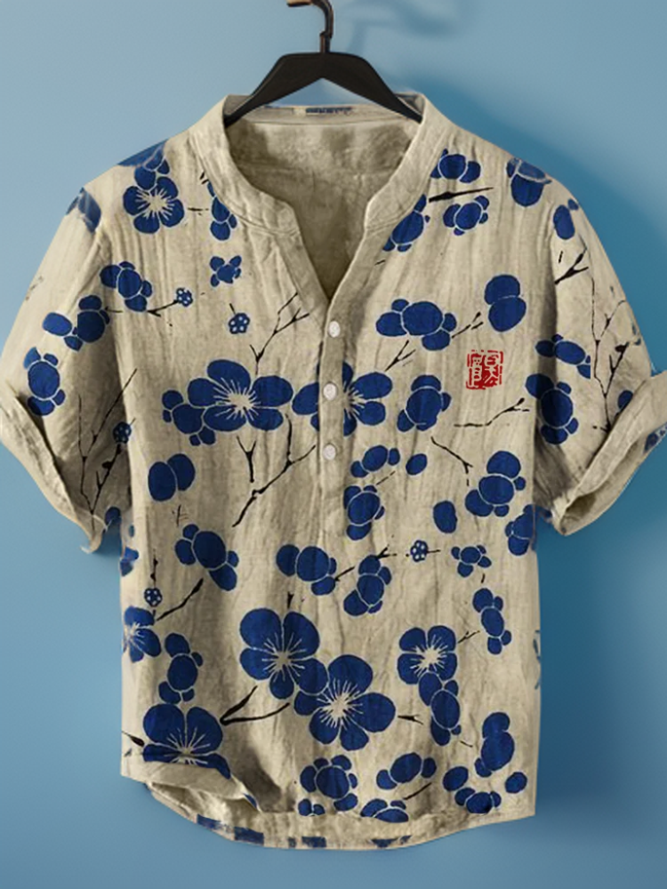 Lina | Japanese blouse with cherry blossoms
