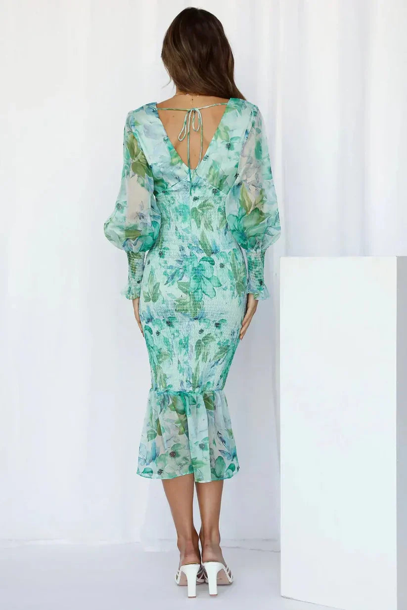 Miley - Flower Print Midi Dress