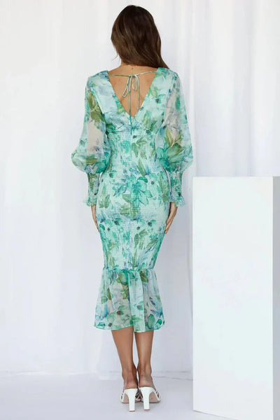 Miley - Flower Print Midi Dress