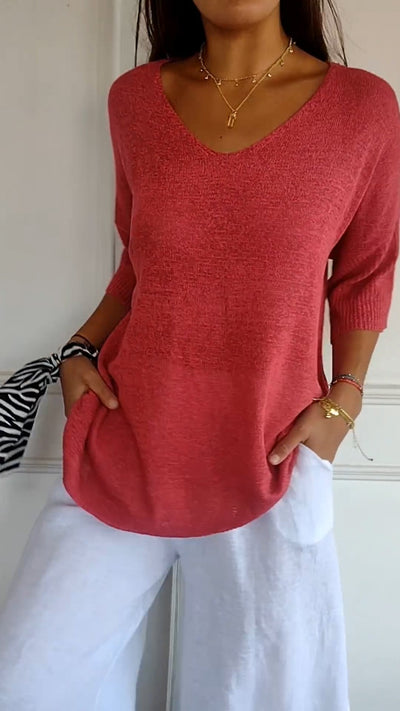Spring Top with V-Neck