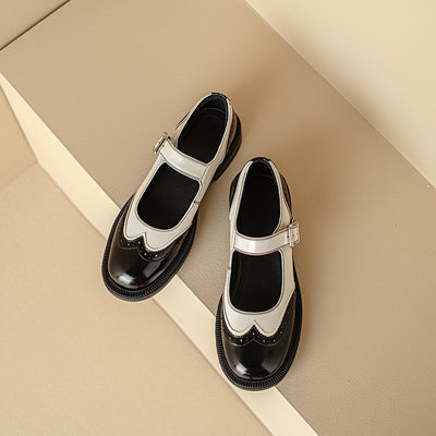 Ophelia - Top Layer Washed Cowhide Mary Jane Flats