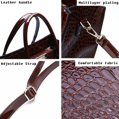 New York Crocodile-Print Leather Handbag