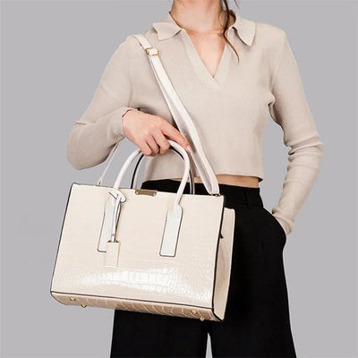 New York Crocodile-Print Leather Handbag