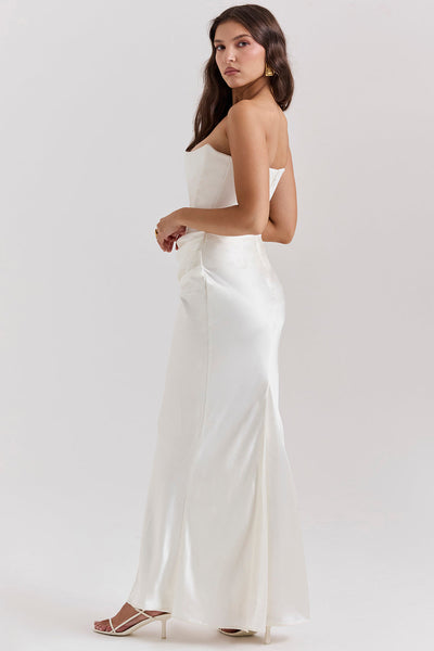 Paloma - Elegant Satin Strapless Maxi Dress