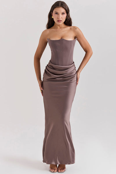 Paloma - Elegant Satin Strapless Maxi Dress