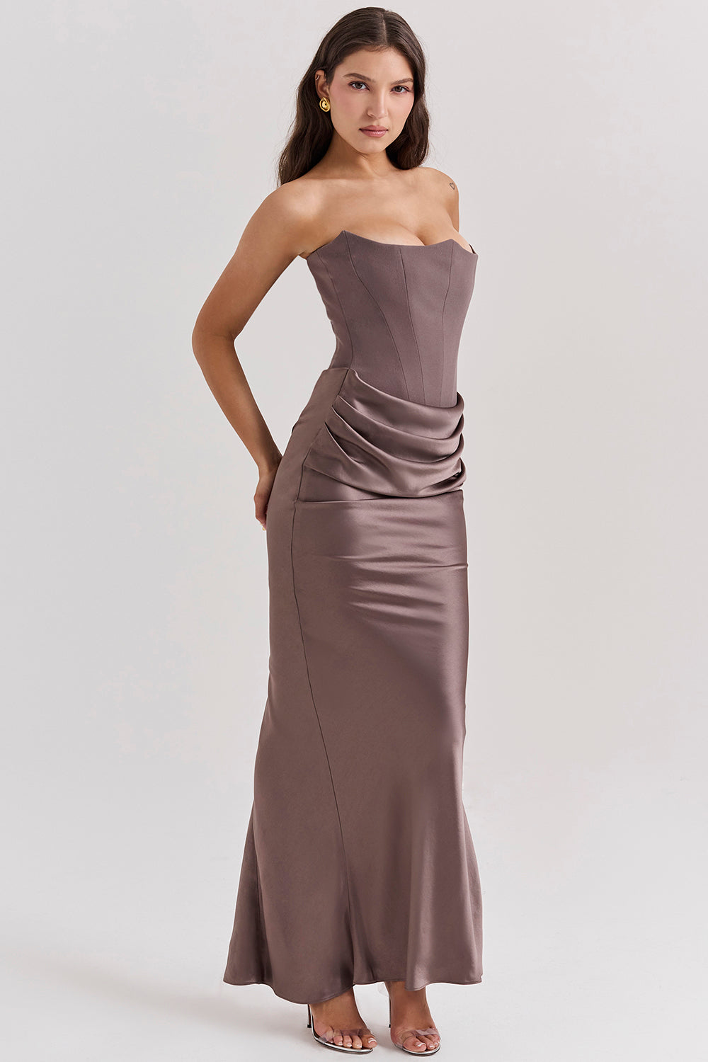 Paloma - Elegant Satin Strapless Maxi Dress