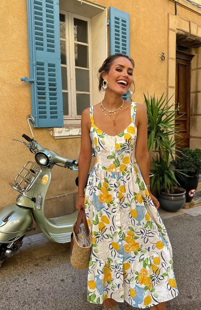 Marseille Lemon Midi Dress