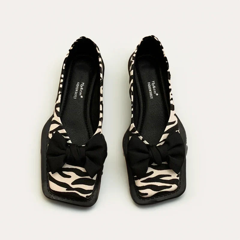 Lucia | Stylish Bow Detail Houndstooth Flats