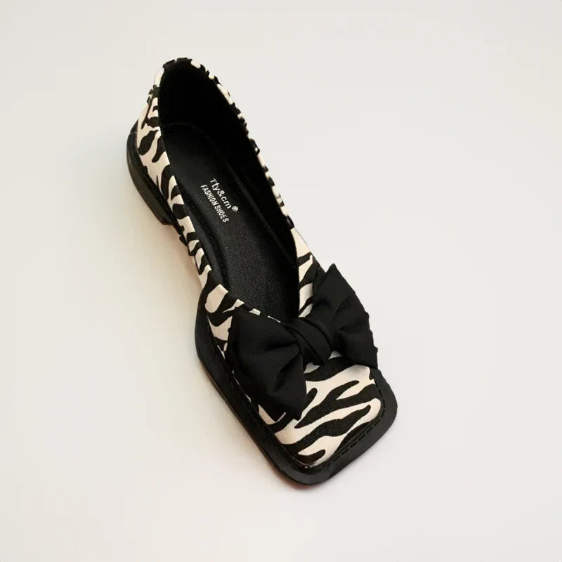 Lucia | Stylish Bow Detail Houndstooth Flats