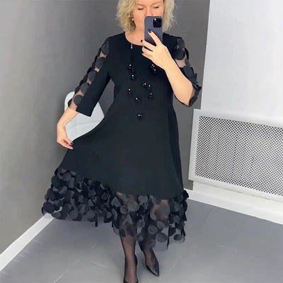 Demi | Flared Midi Dress with Polka Dot Decor