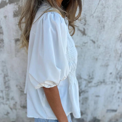 Megan - Puff Sleeve Button Down Blouse