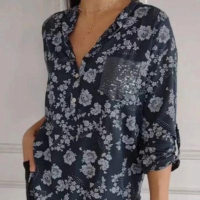 FRIEDLINDE I LONG-SLEEVED FLOWERED BLOUSE