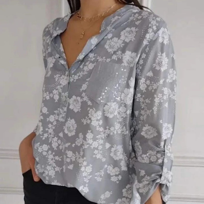 FRIEDLINDE I LONG-SLEEVED FLOWERED BLOUSE
