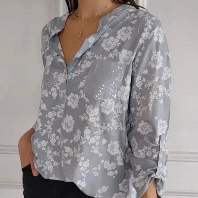 FRIEDLINDE I LONG-SLEEVED FLOWERED BLOUSE