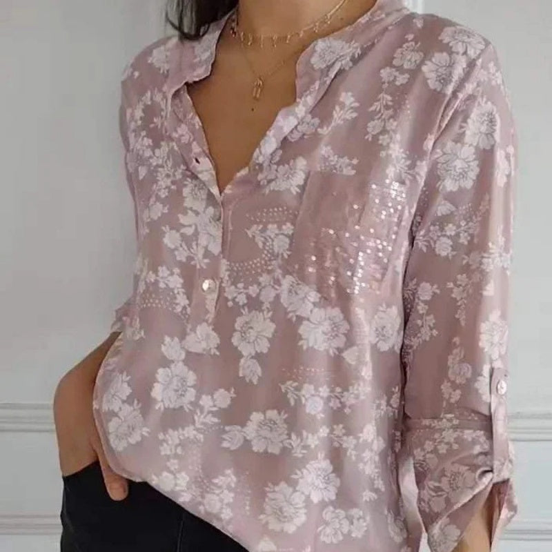 FRIEDLINDE I LONG-SLEEVED FLOWERED BLOUSE