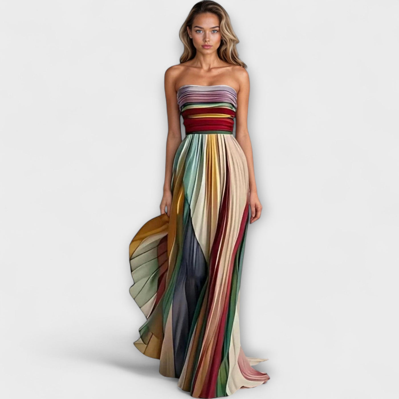 Pamela | Pleated Colorful Maxi Dress