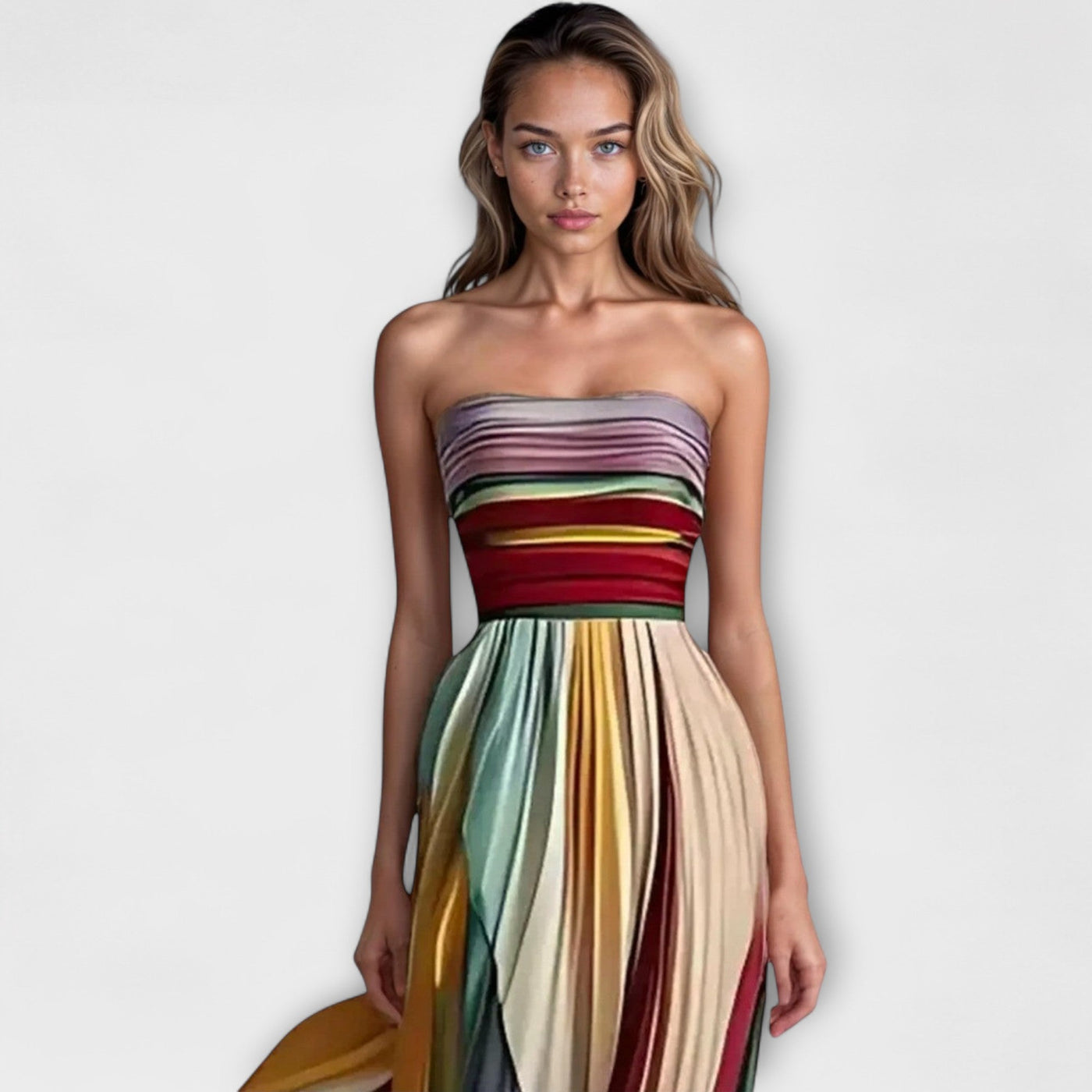Pamela | Pleated Colorful Maxi Dress