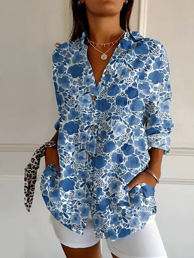 DESIREE FLORAL BLOUSE WITH BUTTON PLACKET