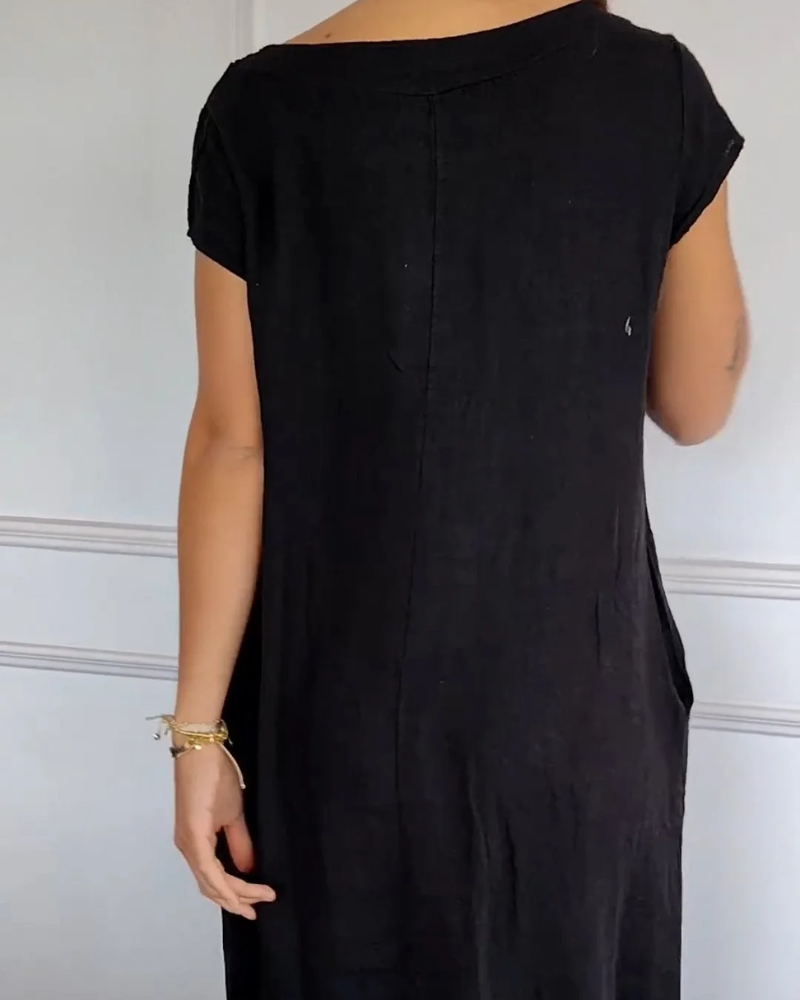 Juniper - Trendy Cotton Linen Dress with Pockets