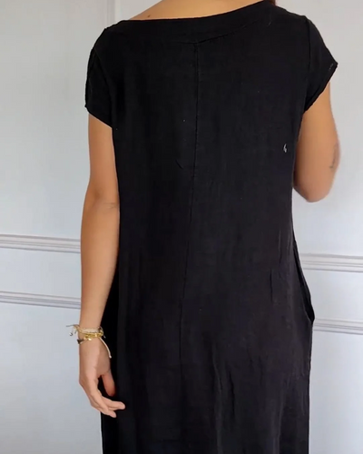 Juniper - Trendy Cotton Linen Dress with Pockets