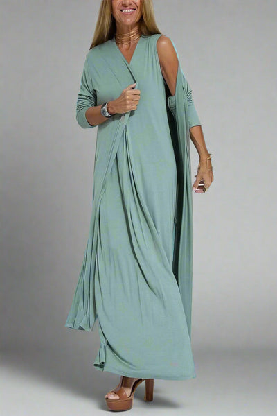 Elfriede | Elegant Maxi Dress with Free Cardigan for Every Occasion
