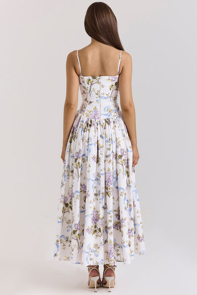 Kessara - Elegant Floral Spaghetti Strap Summer Maxi Dress