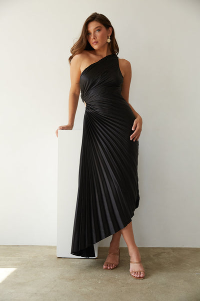 Sylviana - One Shoulder Pleated Midi Dress